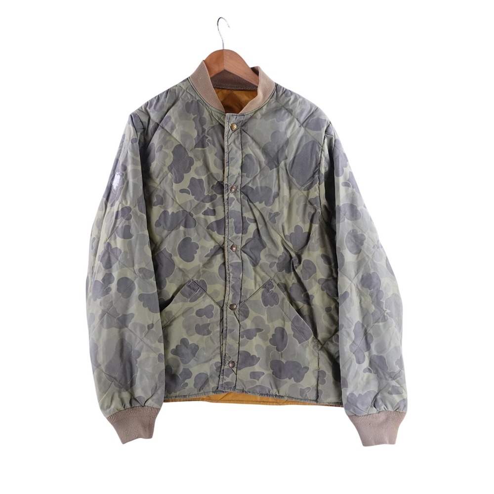 Vintage Eddie Bauer Men XL Camo Goose Down Puffer Jacket Men Quilted Bomber